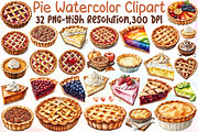 Pie Watercolor Clipart PNG, an Illustration by Sublimation Artist (Thumbnail 1 of 6)