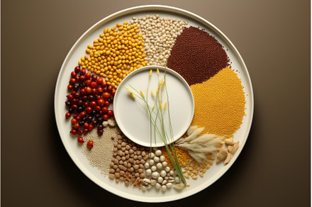 Filling Grains plate. Generate Ai, a Food & Drink Photo by Ylivdesign