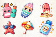 Kawaii Beach Clipart Bundle, an Illustration by SinaCreation (Thumbnail 4 of 5)