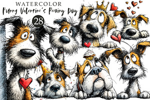 Funny Valentine's Peeking Dog Clipar, an Illustration by OK Design