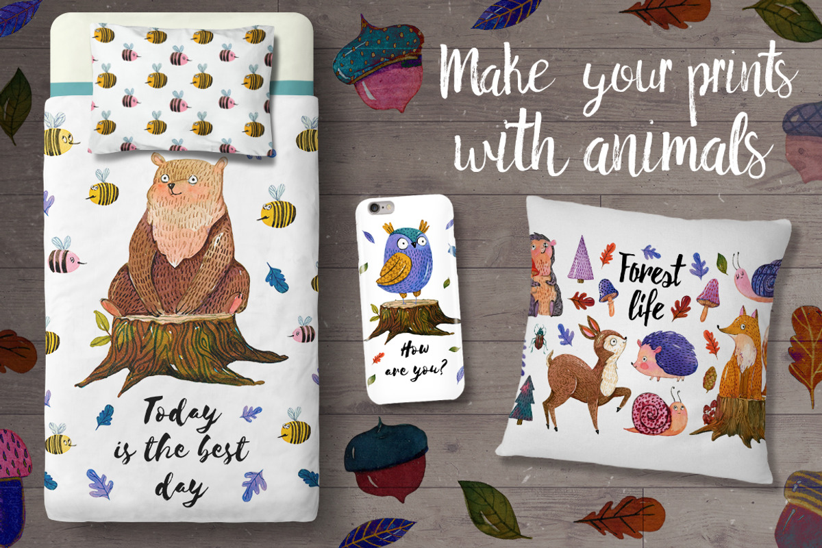 Cute forest  animals set, an Animal Illustration by yana.fefelova (Photo 2 of 5)