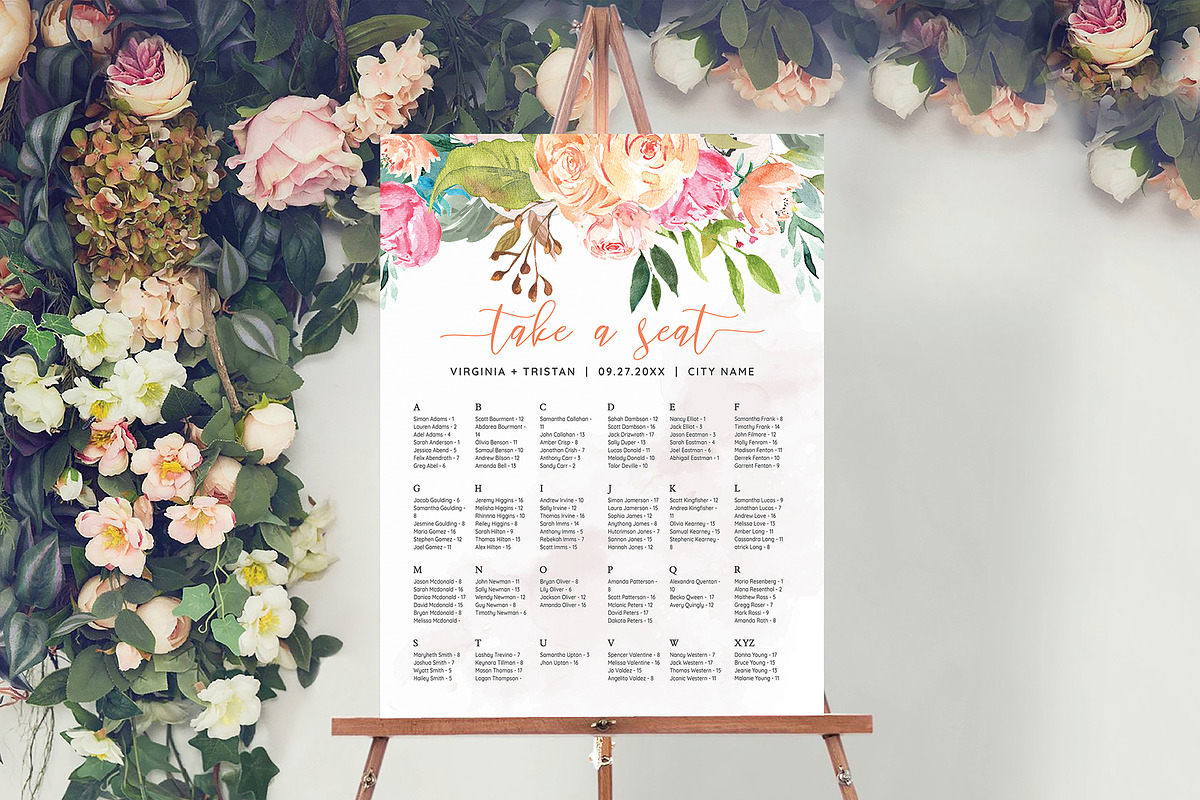 Seating Chart Template Canva, an Invitation Template by ShineOnWedding (Photo 1 of 8)