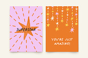 Cute doodle stars posters, cards set, a Decorative Illustration by Good Studio (Thumbnail 2 of 11)