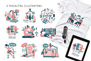 Podcast – vector cliparts set, an Object Illustration by Lana Sham (Thumbnail 3 of 13)