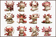 Watercolor Cute Axolotl Clipart Bund, an Illustration by Sublimation Artist (Thumbnail 3 of 6)
