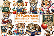 Baby Leopards Back to School Clipart, an Animal Illustration by DreamCafeArt (Thumbnail 1 of 5)