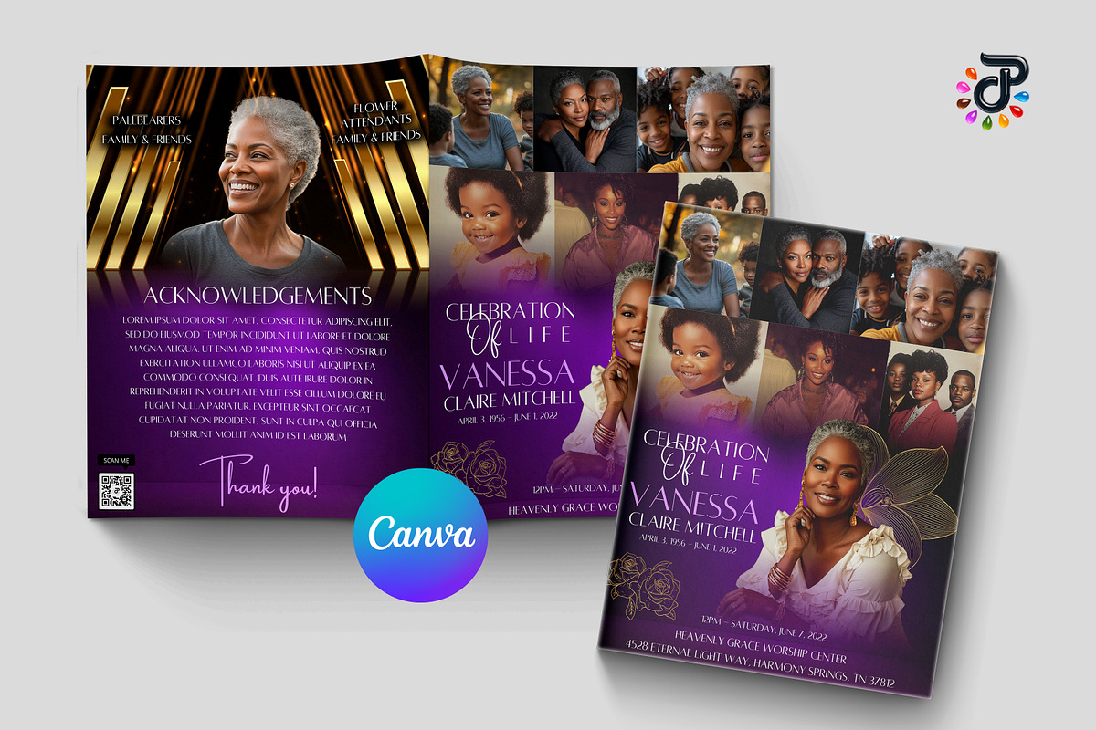 Elegant Canva Obituary Template, a Brochure Template by Protech Design ENT (Photo 1 of 9)