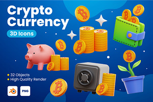 Cryptocurrency 3D Icons, an Object 3D Model by Rakata Studio