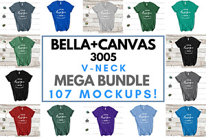 Bella Canvas 3005 V-Neck Mockup Set