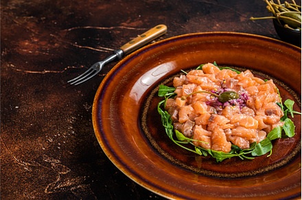 Tartar or tartare with salmon fish