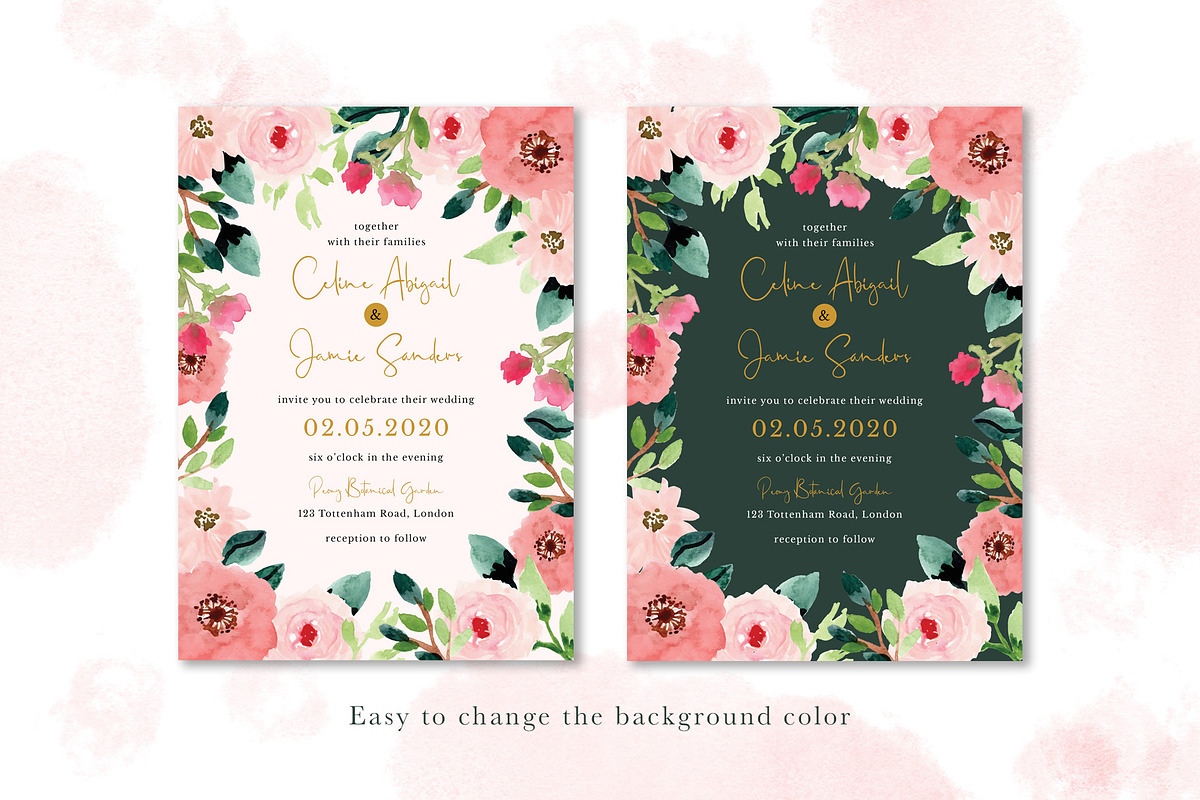 Sweet Floral Wedding Invitation Set, an Invitation Template by wulano (Photo 5 of 6)