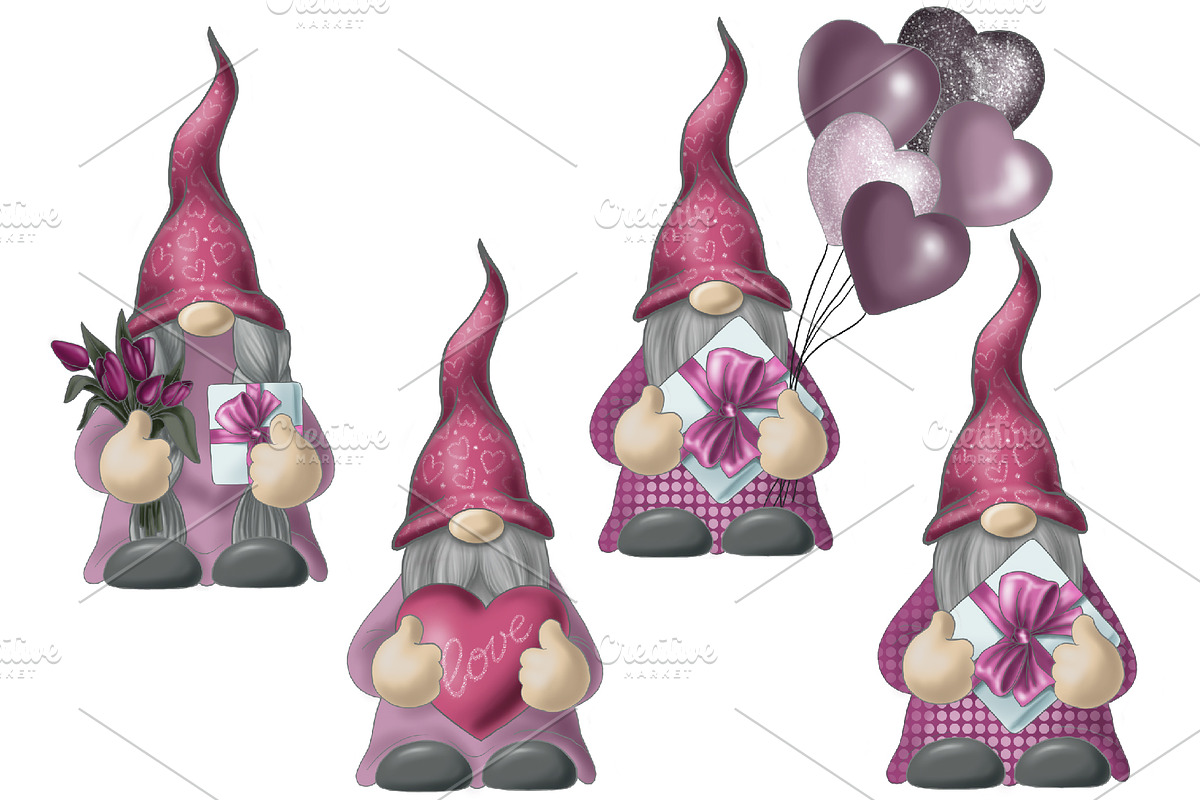 Valentine gnomes png clipart, an Illustration by KupalinaArt (Photo 3 of 5)