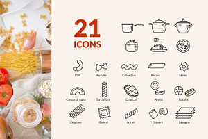 Linear Icons For Pasta Packaging