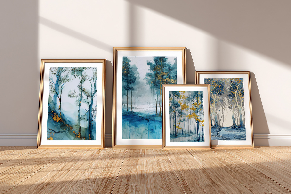 Blue Forest Landscape Art, a Decorative Illustration by Housui Patterns (Photo 5 of 12)