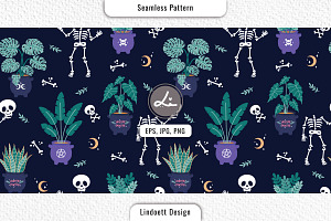 Halloween pattern cute skeletons, a Pattern Graphic by lindoet23