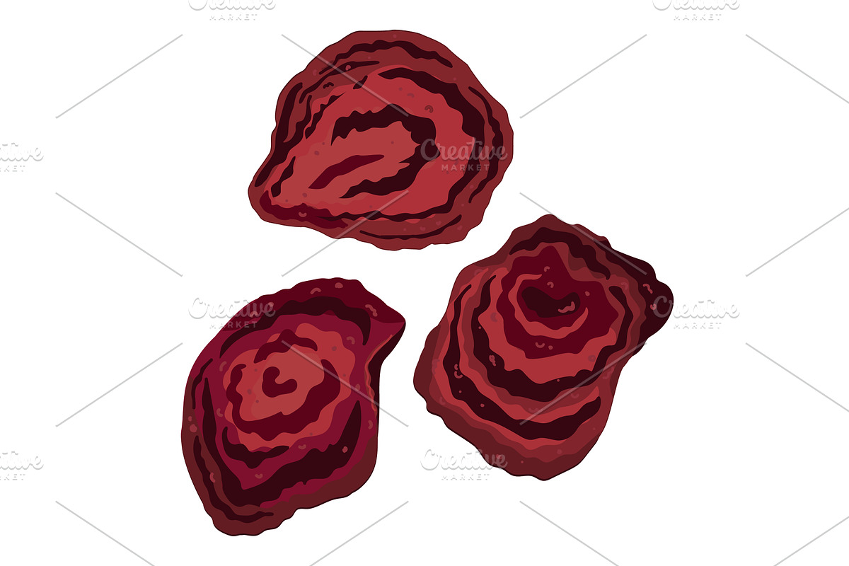 Beet dried chip set, a baked thinly, a Food Illustration by Toltemara