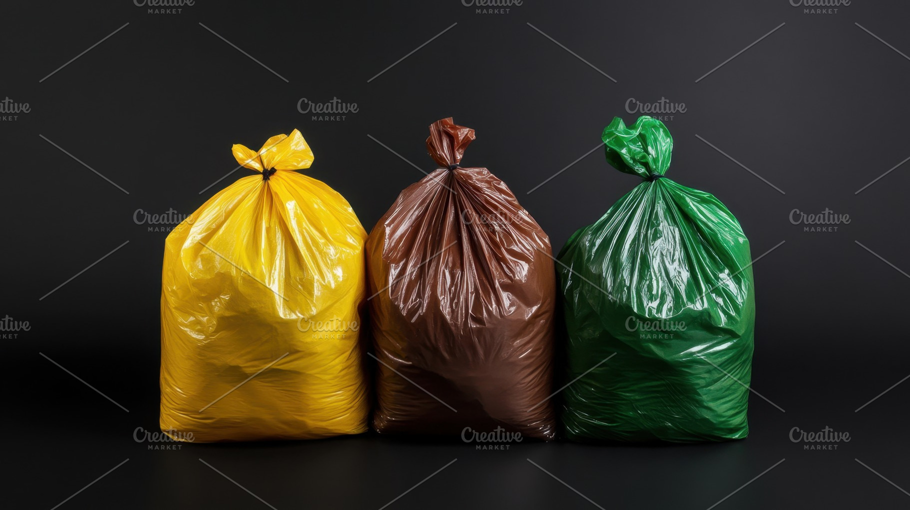 Organized colorful trash bags, a Photo by Beautiful things