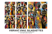 Vibrant Ethnic Silhouettes, a Decorative Illustration by Digital Art Creations (Thumbnail 1 of 7)