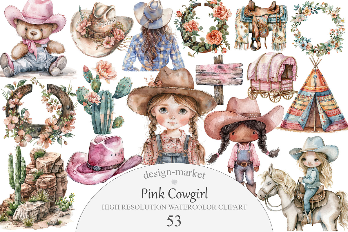 Pink Cowgirl Clipart, an Illustration by Design Market (Photo 1 of 5)