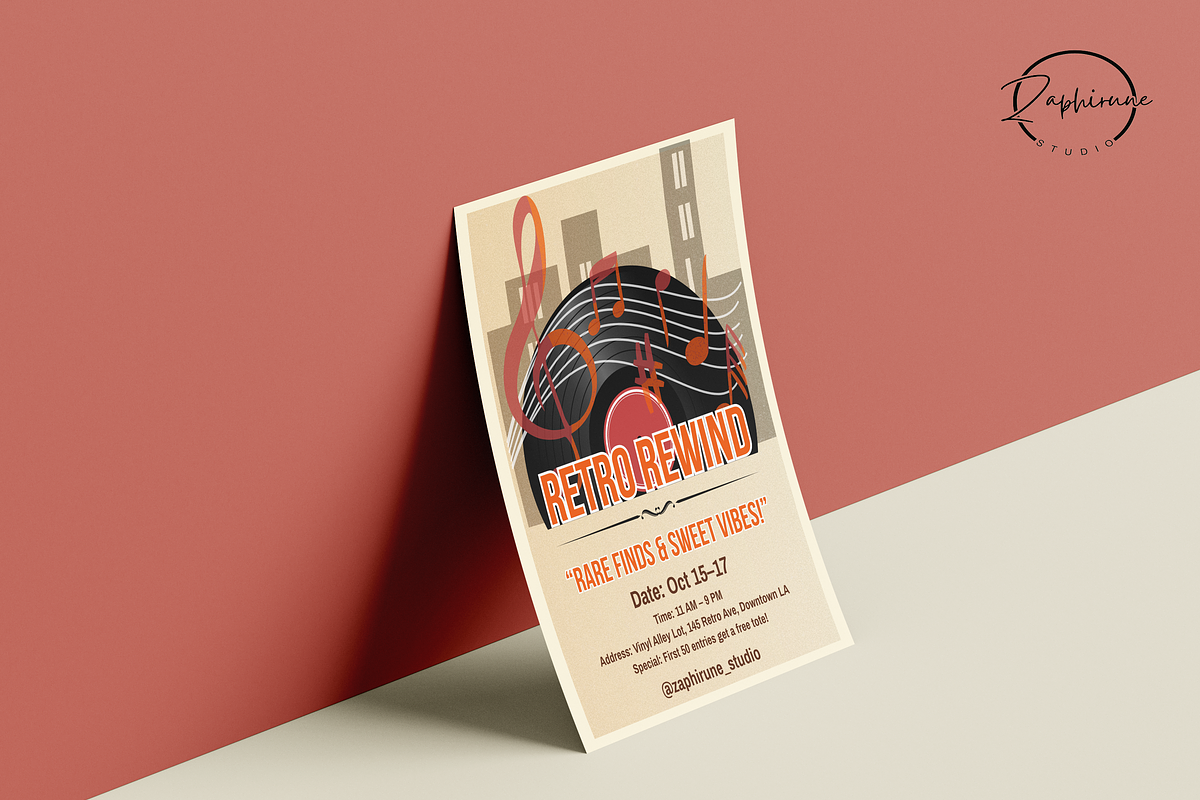 Vintage Vinyl Branding Bundle, a Brochure Template by Zaphirune_Studio (Photo 4 of 6)