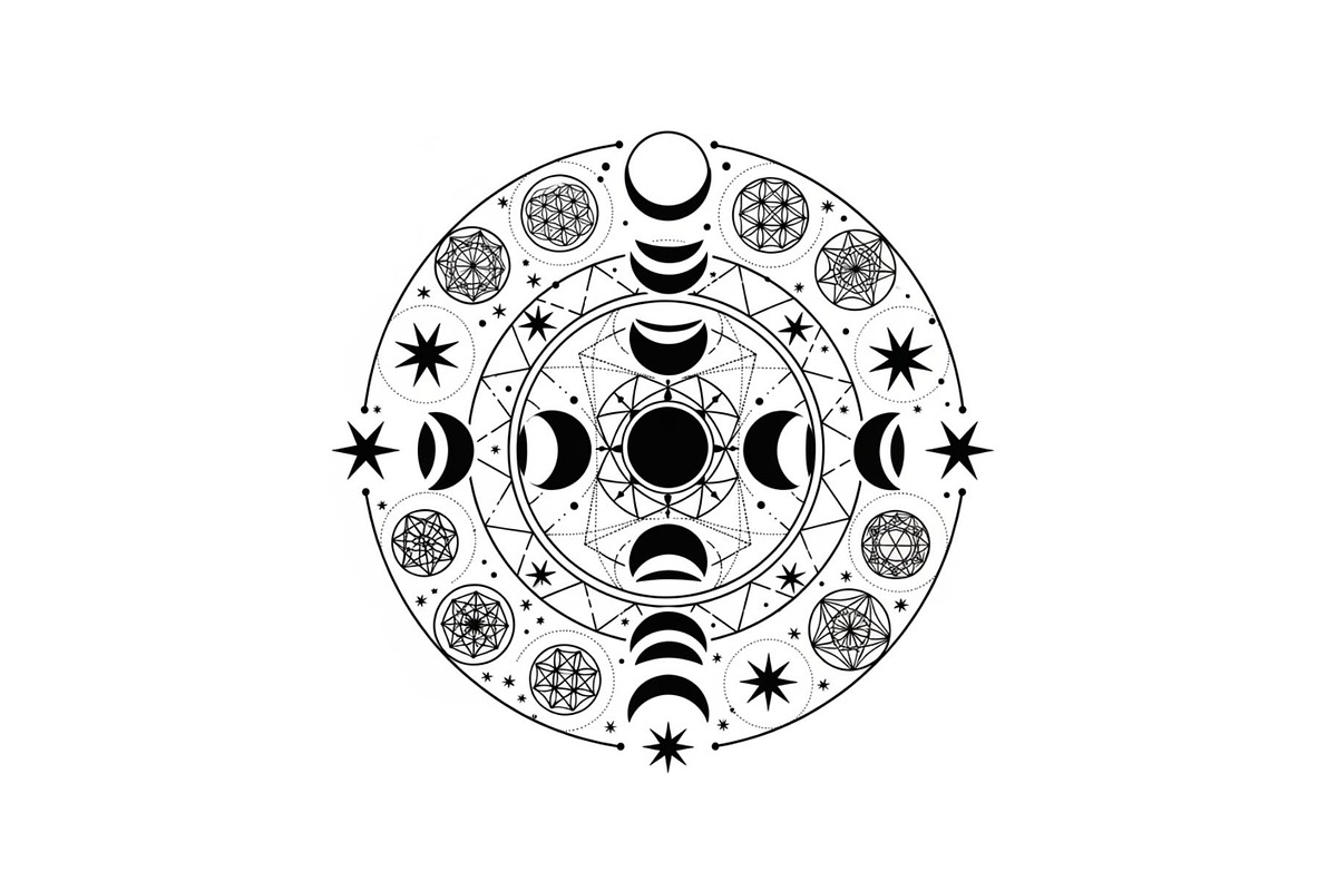 Moon Phase Mandala SVG Bundle, an Illustration by yasushie (Photo 26 of 31)