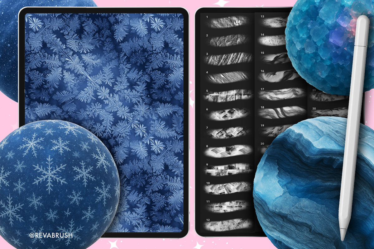 Procreate Ice & Snow texture brushes, a Brush Add-On by Revabrush (Photo 4 of 9)