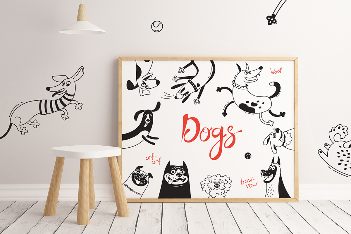 Dogs Playing, an Animal Illustration by Baksiabat (Photo 7 of 8)