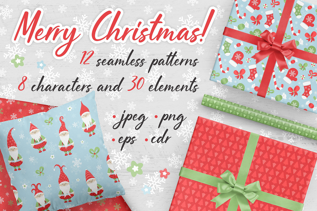 Merry Christmas seamless pattern, a Pattern Graphic by LartGraphics (Photo 1 of 8)