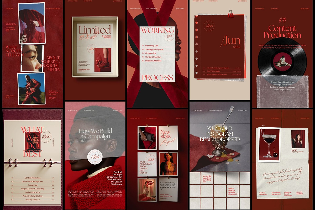 Burgundy Social Media Manager Post, a Social Media Template by And Done Studio (Photo 4 of 8)