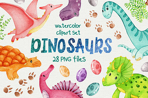 Dinosaurs watercolor clipart