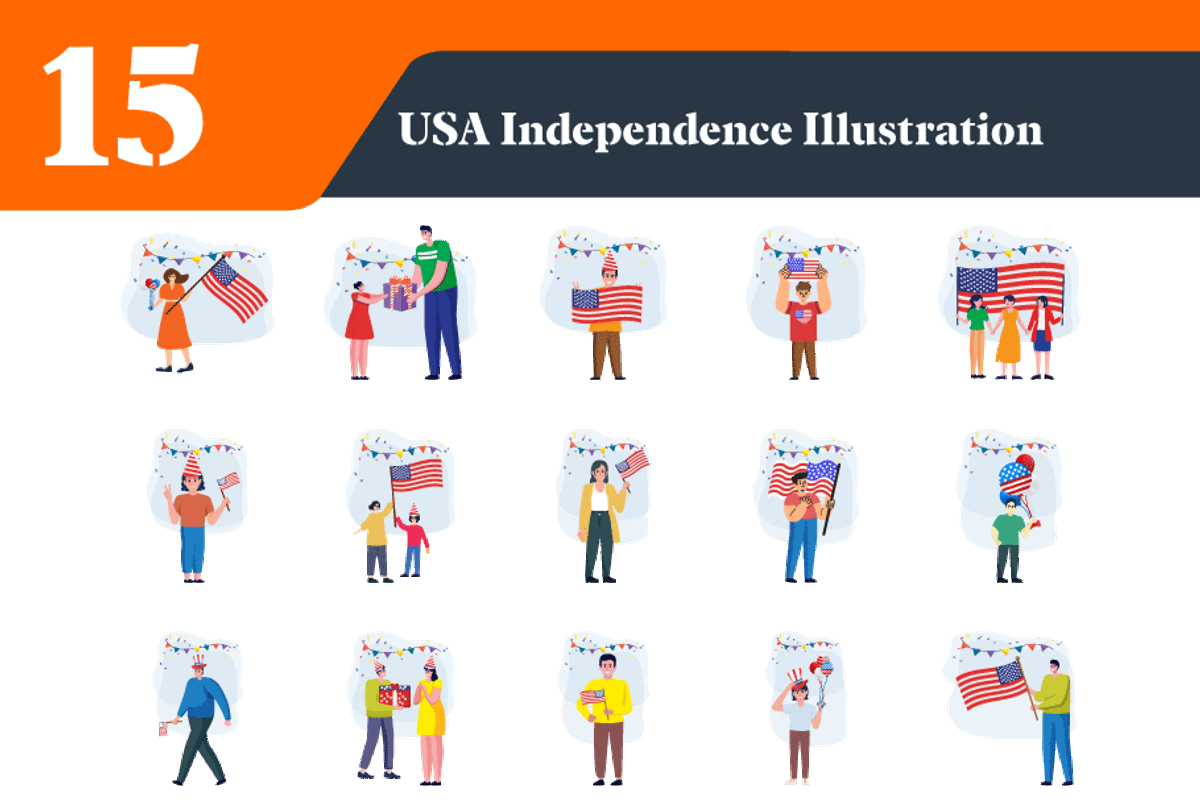 USA Independence Day Illustrations, a Person Illustration by EllaMaiyaali (Photo 1 of 3)
