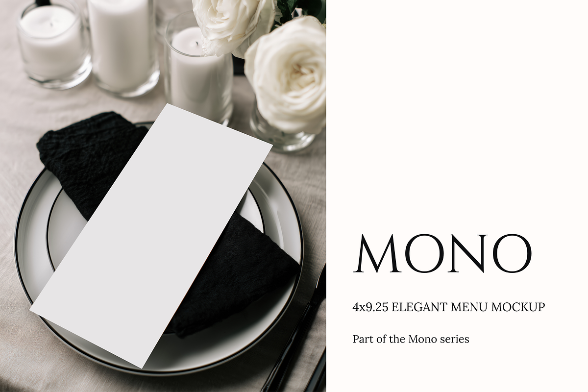 Black & White Wedding Menu Mockup, an Advertising Mockup by Serenefeeling (Photo 1 of 6)