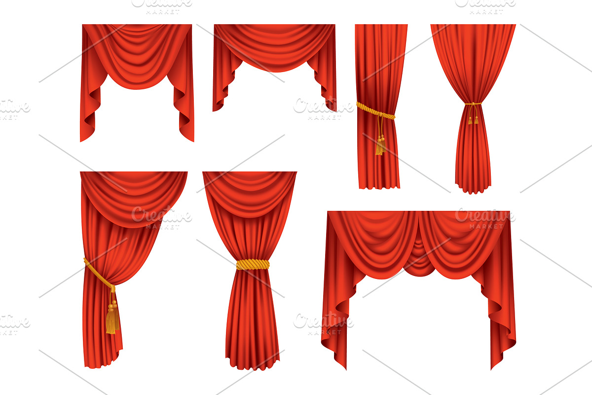 Red curtains realistic, an Object Illustration by Things for designers