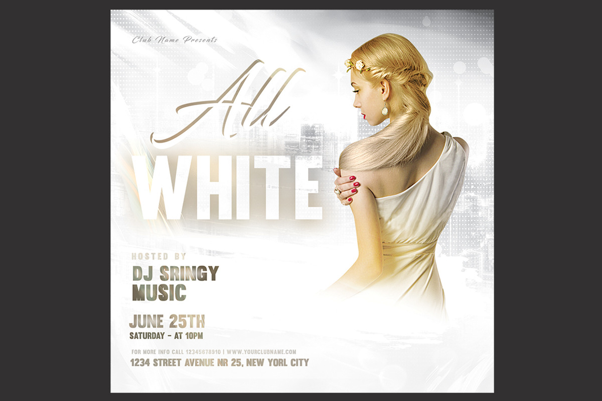 All White Party Flyer, a Flyer Template by DSGraphicDesign