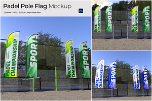 Promotional Padel Pole Flag Mockup