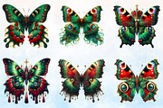 Watercolor Christmas Butterfly Clipa, a Seasonal Illustration by Rose Art (Thumbnail 2 of 7)
