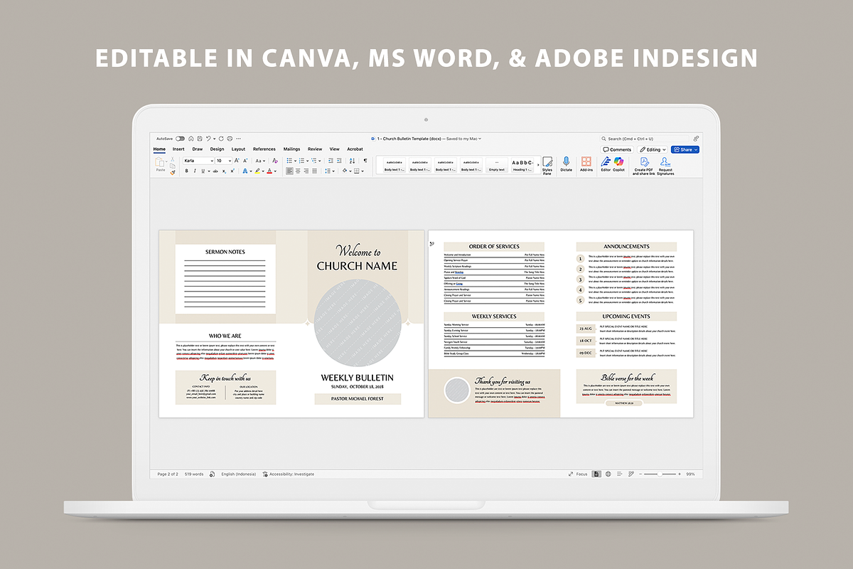 Church Bulletin | Canva, Word, Indd, a Brochure Template by Leaflove (Photo 5 of 5)