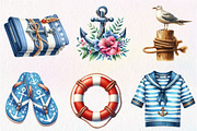 Watercolor Nautical Summer Clipart, an Illustration by CreationArt (Thumbnail 5 of 5)