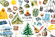 Watercolor camping clipart Hiking, an Object Illustration by Art and Funny (Thumbnail 1 of 3)