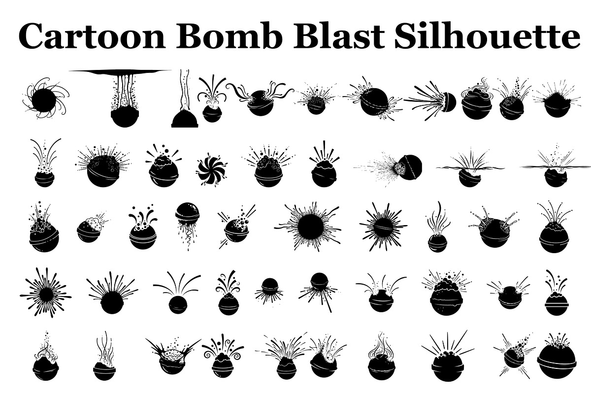 Cartoon Bomb Blast Silhouette, a Graphic by hafijul (Photo 1 of 14)