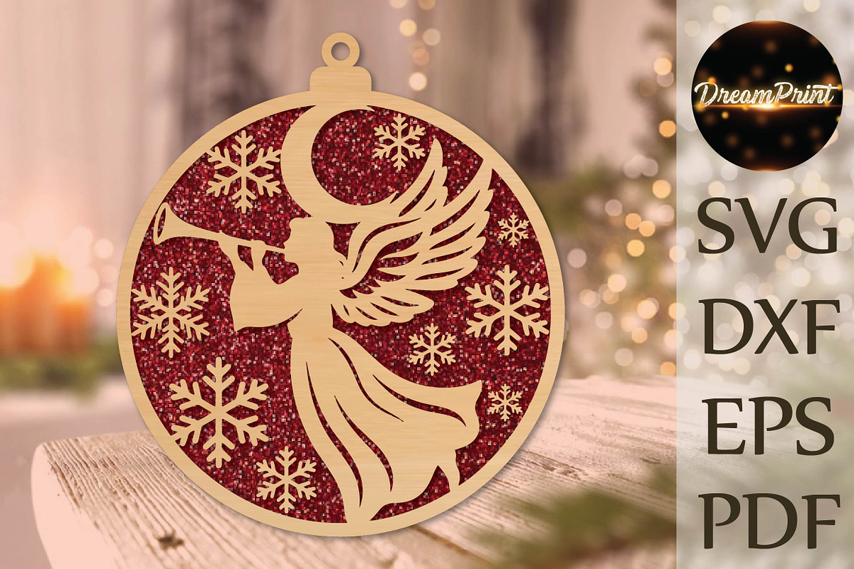 Christmas Angel Ornament SVG, an Object Graphic by DreamPrint404 (Photo 1 of 4)