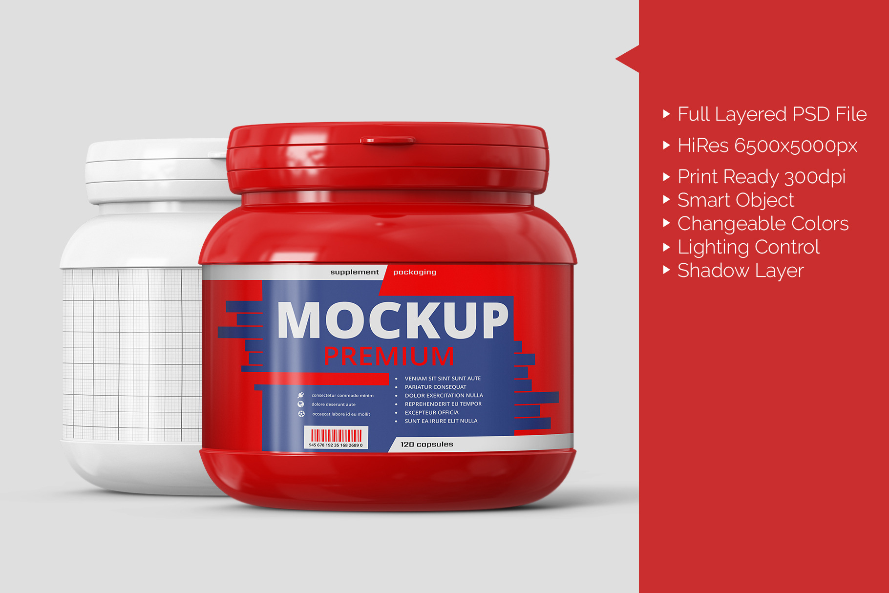 Supplement Pill Jar Mockup, a Cups & Container Mockup by Digitalphaser