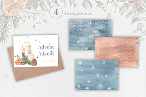 Christmas Advent Watercolor Cliparts