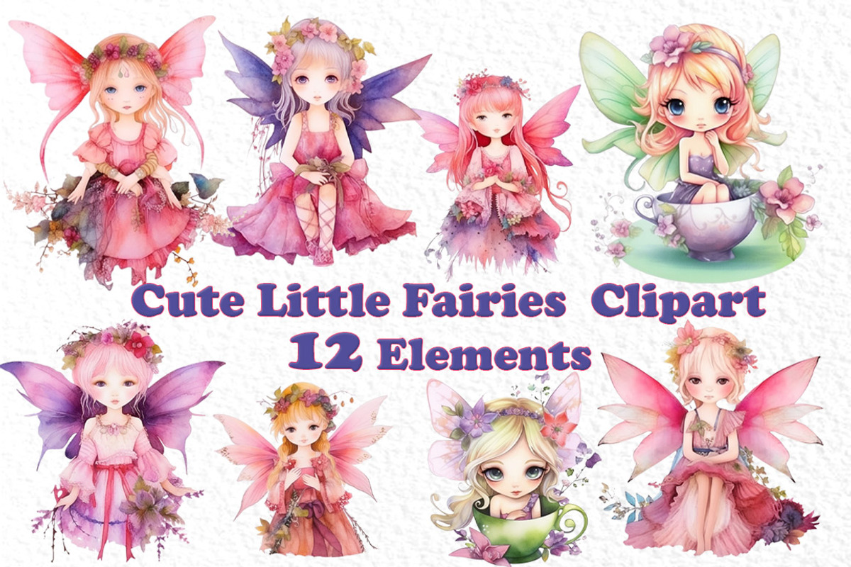 Cute Little Fairy Clipart,Fairies, an Illustration by vivastarkids (Photo 1 of 4)