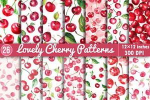 Lovely Cherry Patterns PNG, an Illustration by SinaCreation