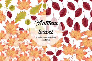 Autumn Leaves 4 Seamless Patterns