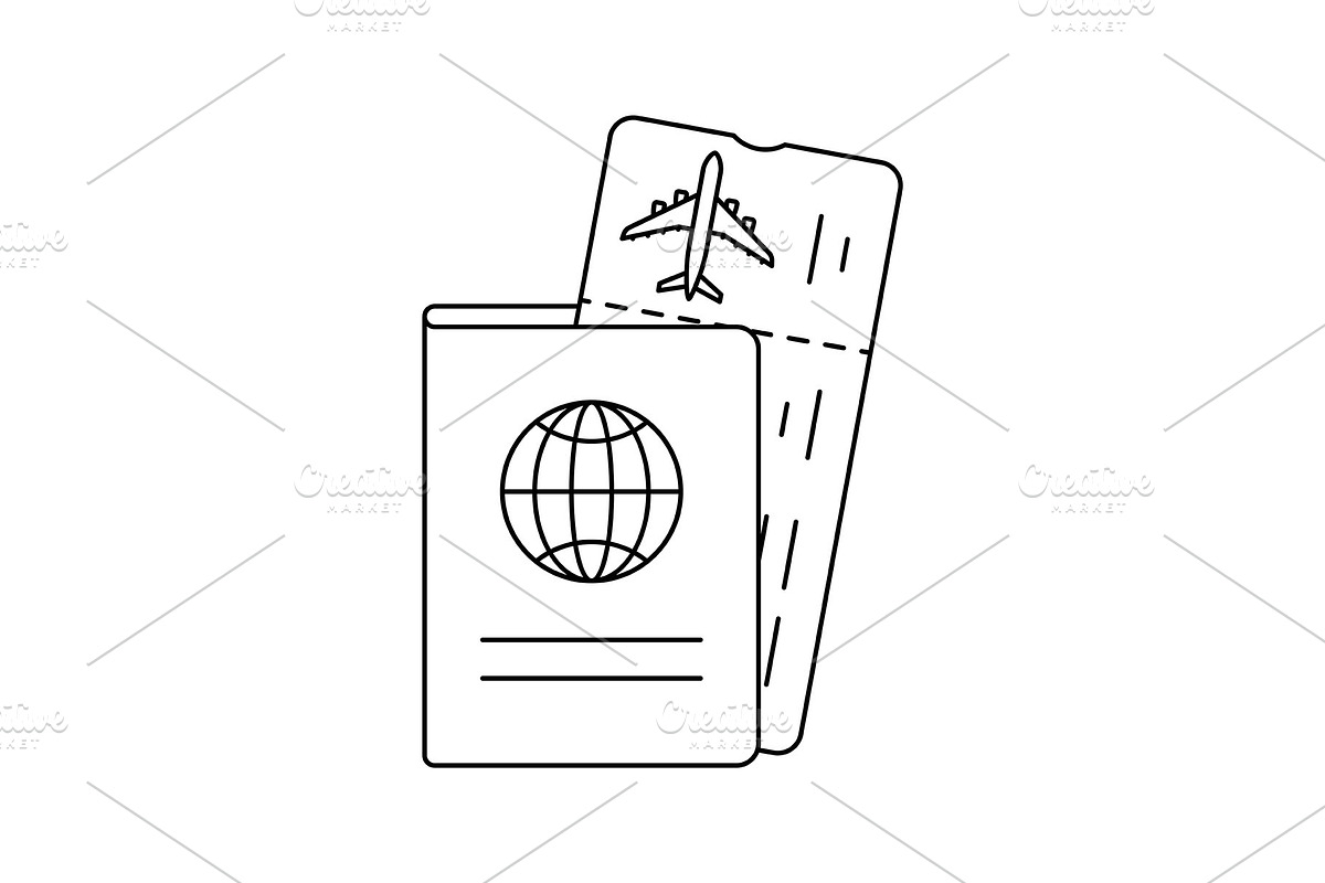 Passport with boarding pass icon., a Transportation Illustration by incomible