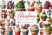 Watercolor Christmas Cupcakes Png, an Illustration by SinaCreation (Thumbnail 1 of 5)