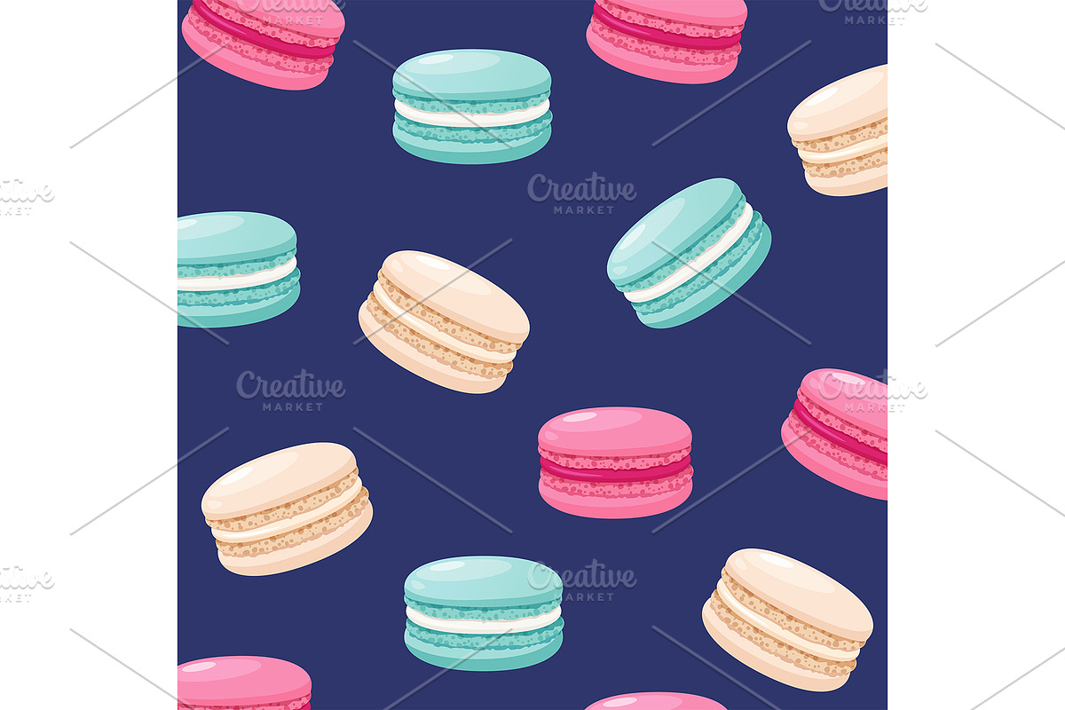 French macarons colorful pattern, a Pattern Graphic by Elen_Art