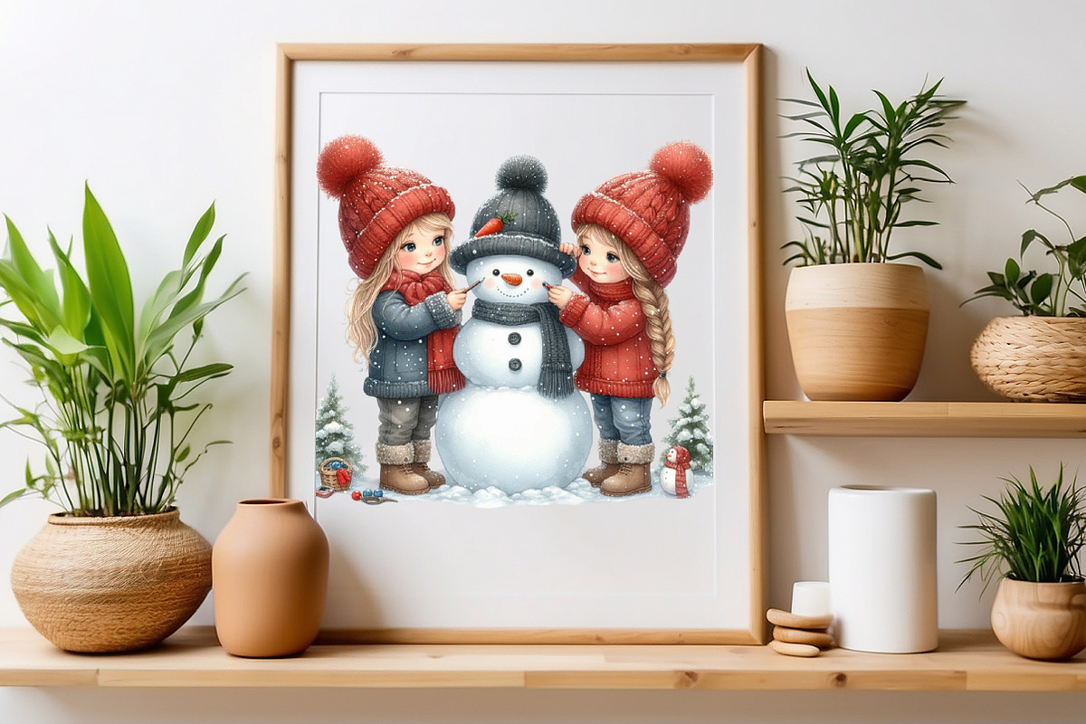 Christmas Girl With Snowman Sublimat, a Seasonal Illustration by Craft Nest (Photo 4 of 5)